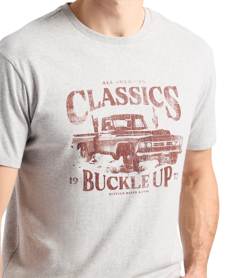 Buffalo David Bitton Men's Trige Graphic with Pickup Truck Print T-Shirt