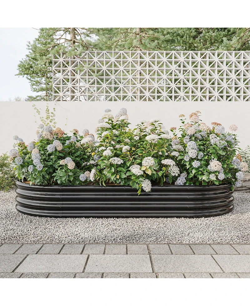 Raised Garden Bed Outdoor, Oval Large Metal Raised Planter Bed for for Plants, Vegetables