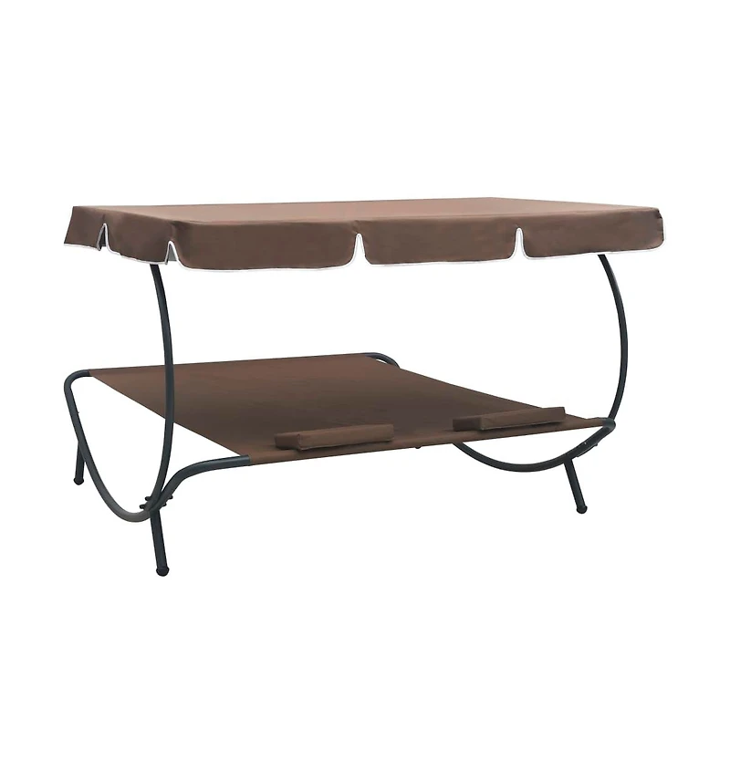 Patio Lounge Bed with Canopy and Pillows