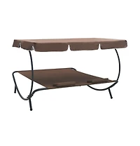 Patio Lounge Bed with Canopy and Pillows