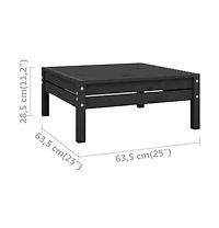 Patio Footstool Black Solid Wood Pine