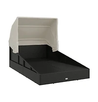 Sunbed with Foldable Roof 78.7"x44.9"x50.4" Poly Rattan