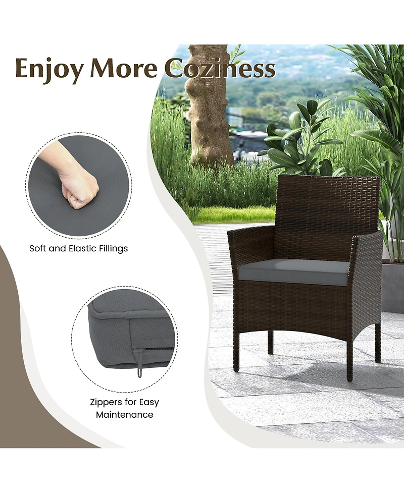 Gymax 4 Pcs Outdoor Wicker Furniture Set Patio Rattan Conversation Set w/ Chair & Loveseat