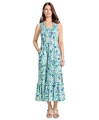 Jones New York Petite Side-Slit Printed Ruffle Dress