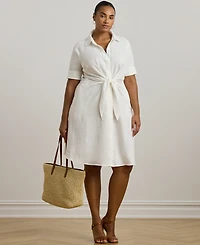 Lauren Ralph Plus-Size 100% Linen Shirtdress