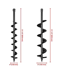 Yescom 4" 6" Earth Auger Bit Kit Bulb Planter Tool for Planting Flower Fence Post Spiral Hole Digger Gardening Project