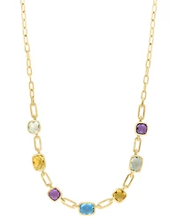 Effy Multi-Gemstone Bezel 18" Collar Necklace (8-3/8 ct. t.w.) in 14k Gold-Plated Sterling Silver