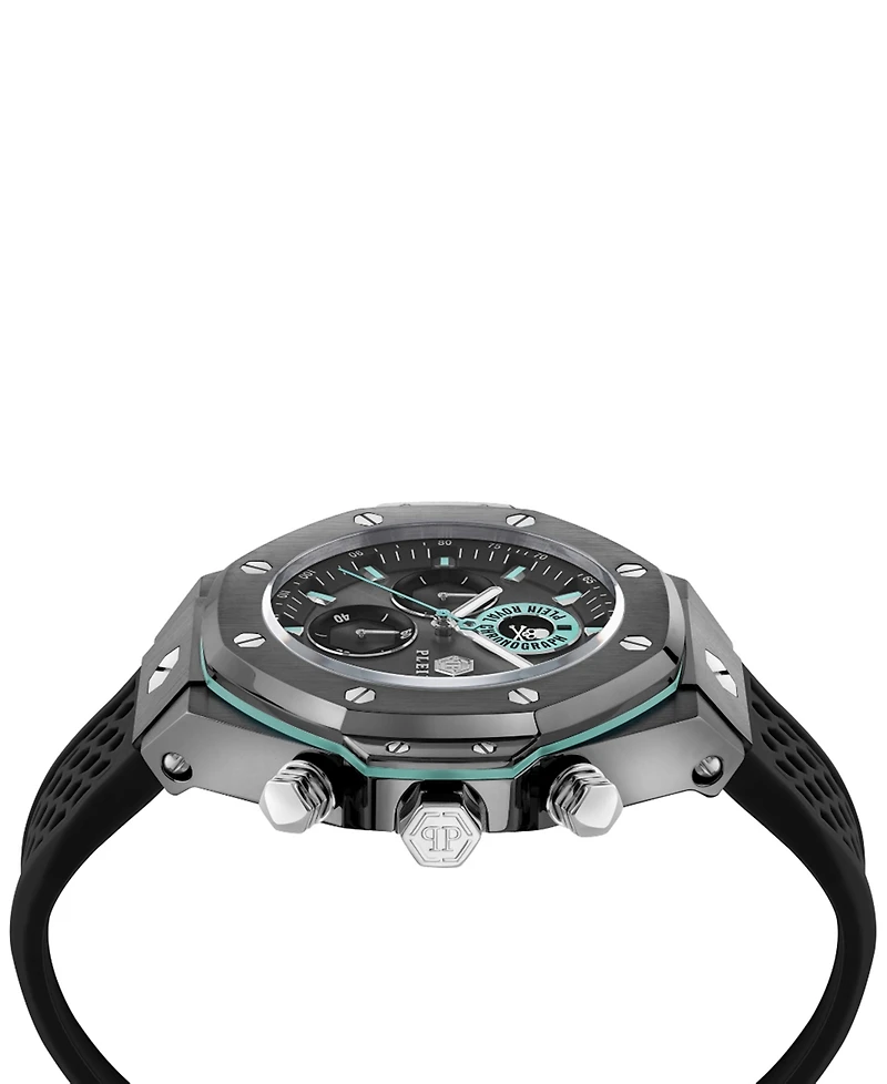 Philipp Plein Men's Chronograph Royal Black Silicone Strap Watch 46mm