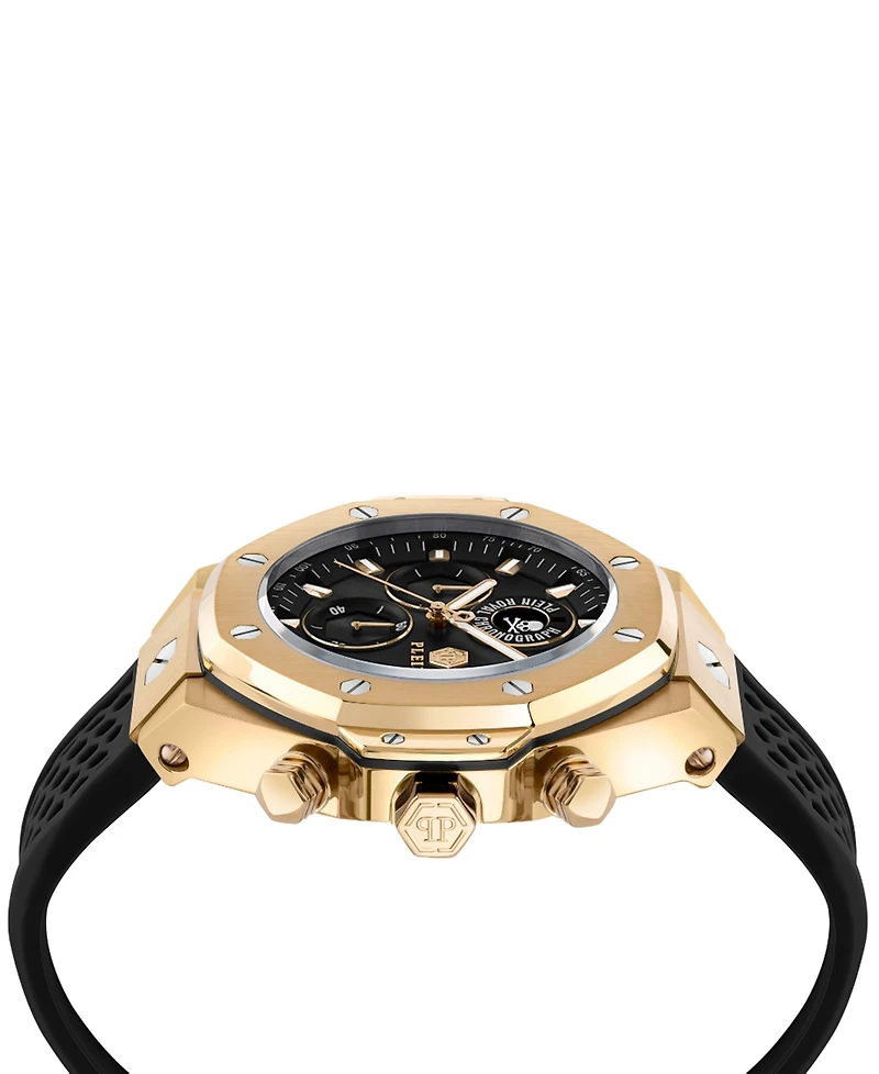 Philipp Plein Men's Chronograph Royal Black Silicone Strap Watch 46mm