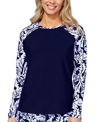 Island Escape Womens Printed Sleeve Rash Guard Printed Skirted Bottoms Exclusively At Macys