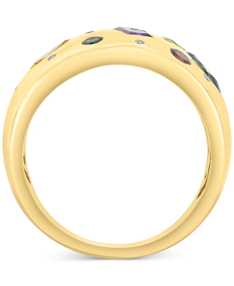 Effy Multi-Gemstone (1-1/2 ct. t.w.) & Diamond (1/20 ct. t.w.) Mixed-Cut Scatter Ring in 14k Gold-Plated Sterling Silver