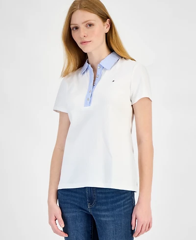 Tommy Hilfiger Women's Pique-Knit Striped-Collar Polo