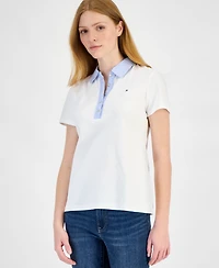 Tommy Hilfiger Women's Pique-Knit Striped-Collar Polo