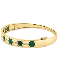 Effy Malachite & Diamond (1/5 ct. t.w.) Bangle Bracelet in 14k Gold-Plated Sterling Silver
