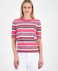Nautica Jeans Women's Cotton Striped Short-Sleeve Sweater
