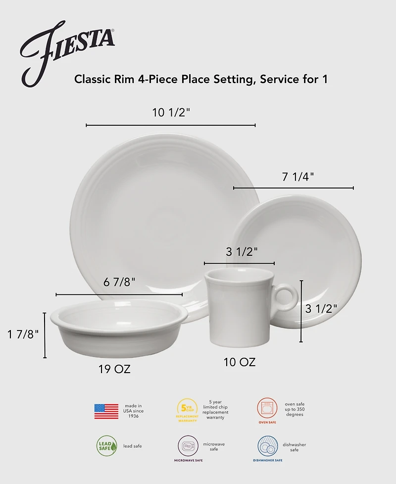 Fiesta Linen Classic Rim 4 Pc. Place Setting