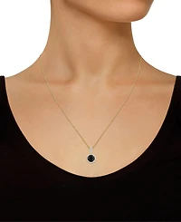 Lab-Created Aquamarine (1-2/5 ct. t.w.) & White Sapphire (1/6 Halo 18" Pendant Necklace 14k Gold (Also Opal