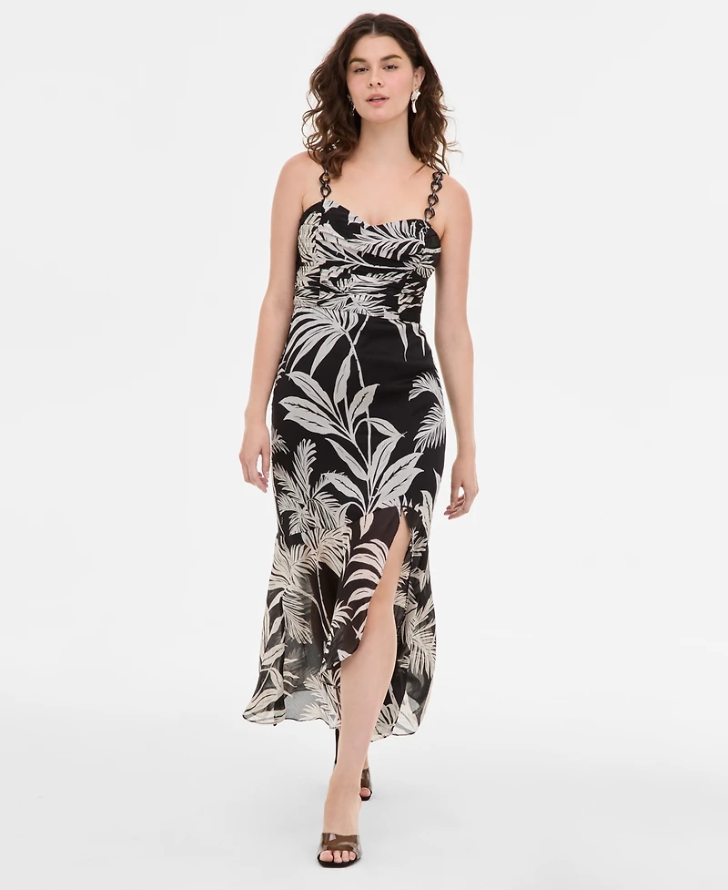 Guess Women's Stacie Printed Shirred Chain-Strap Dress