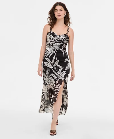 Guess Women's Stacie Printed Shirred Chain-Strap Dress