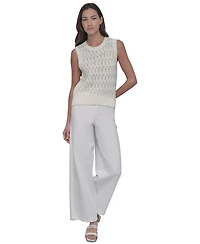 Dkny Jeans Women's Cotton Pointelle-Knit Sleeveless Sweater 