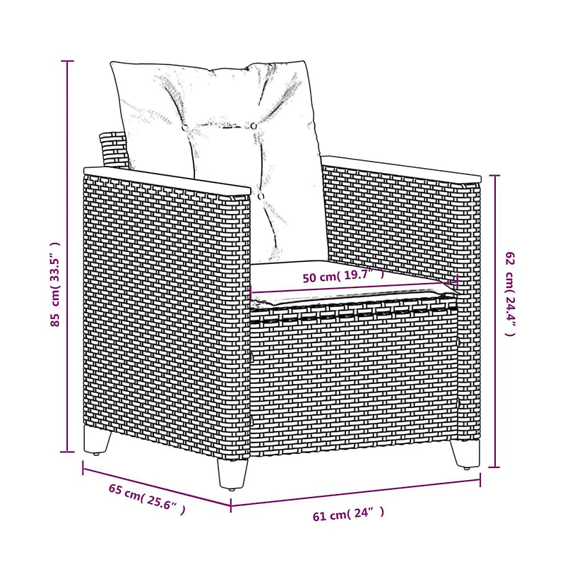 Patio Chair with Cushions Gray Poly Rattan