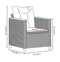 Patio Chair with Cushions Gray Poly Rattan