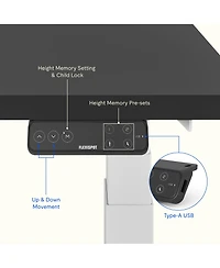 Flexispot E7-commercial 55 W Electric Adjustable Standing Desk, Rectangular Chipboard Top, White Base