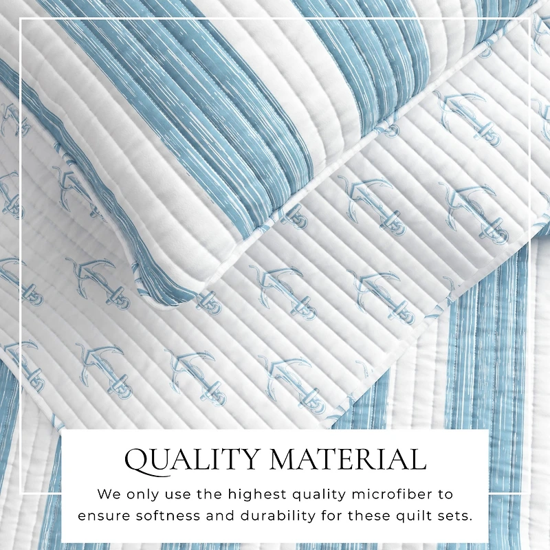 Linery & Co. Stripes & Anchors Microfiber Quilt Set With Shams