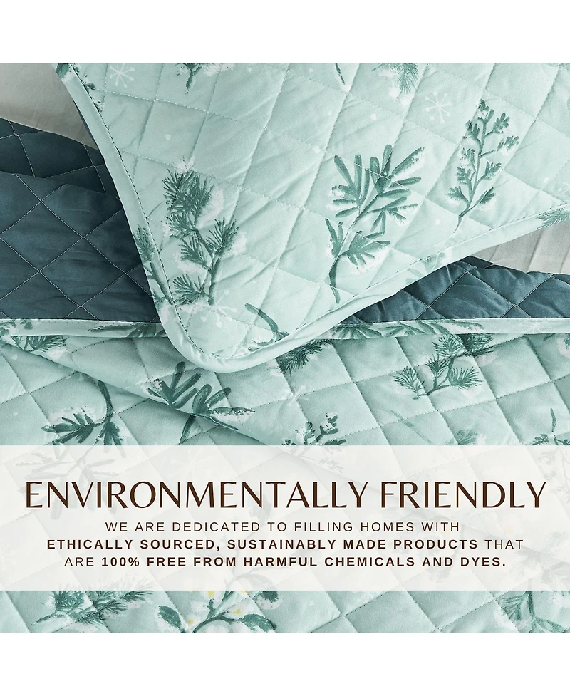 Reversible Microfiber Winter-Printed Quilt Set with Shams