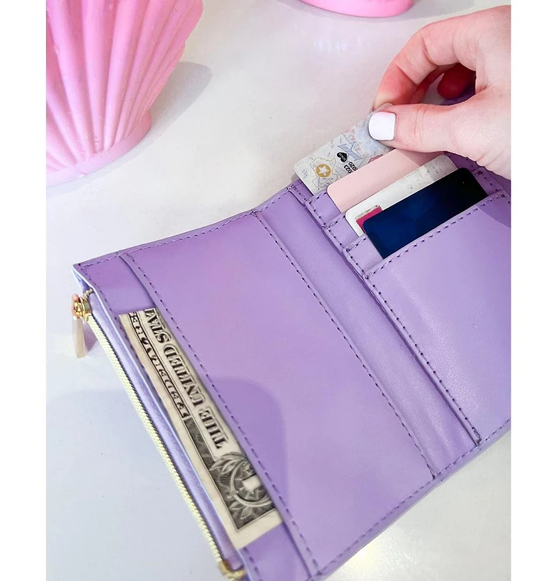 Packed Party Shellebrate Confetti Wallet, Cute Bifold Multi Card Organizer and Coin Purse With Gold Zipper for Women