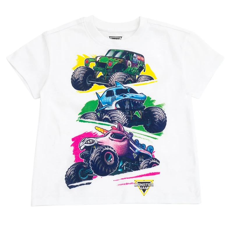 Monster Jam Toddler Girls Drop Shoulder T-Shirt and Bike Shorts Outfit Set