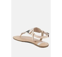 Chitra Pin Buckle Beaded Flat Sandals