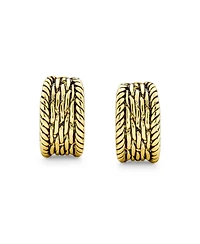 Bling Jewelry Twisted Cable Chain Weave Wide Half Hoop Clip On Earrings For Non Pierced Ears Oxidized Gold Plated Brass