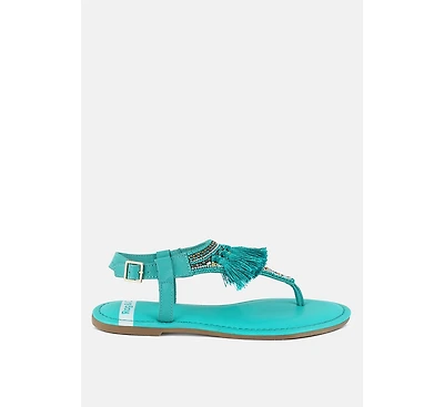 Risha Genuine Leather Tassel Sandals