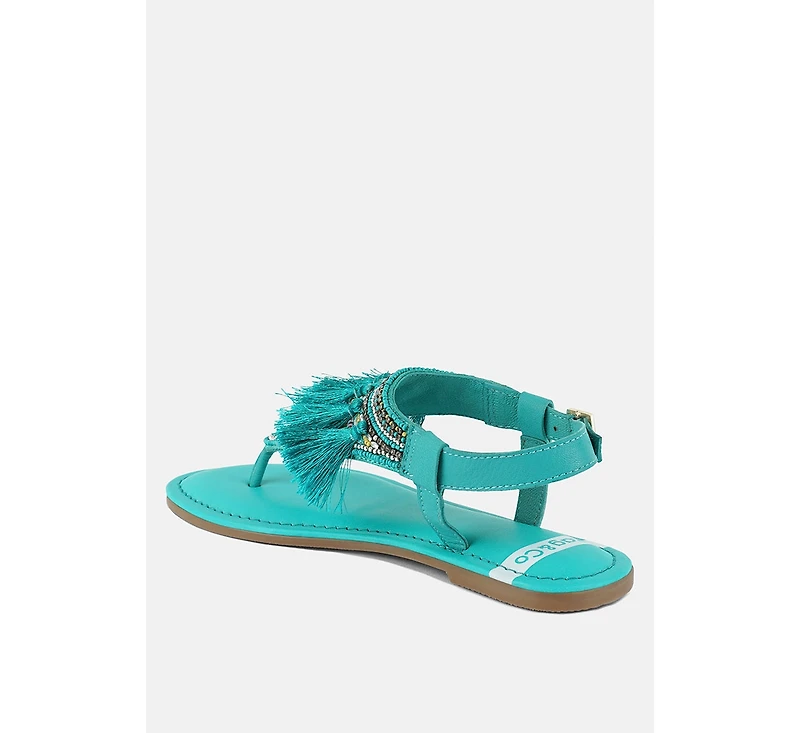 Risha Genuine Leather Tassel Sandals