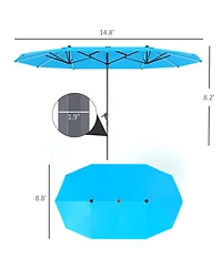 Outsunny 15ft Patio Umbrella Solar Lights UPF50+ Outdoor