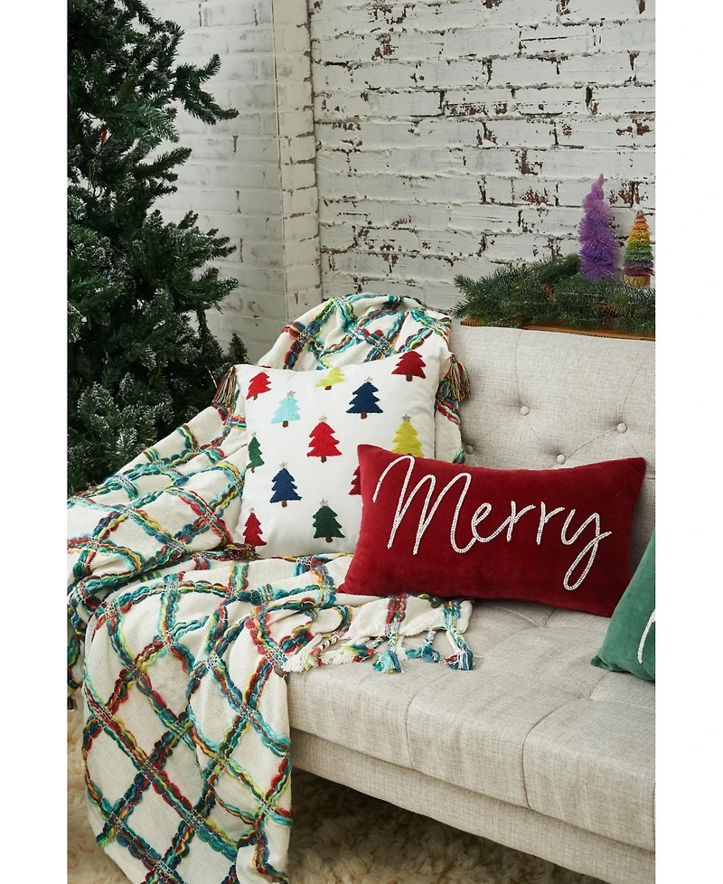 50" x 60" Mimi Winter Cotton Woven Throw Blanket with Fringe, All Seasons Decor