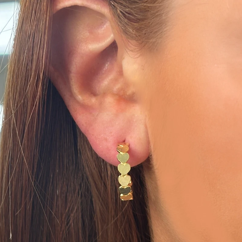 The Lovery Golden Hearts C-Hoop Earrings 14K Gold
