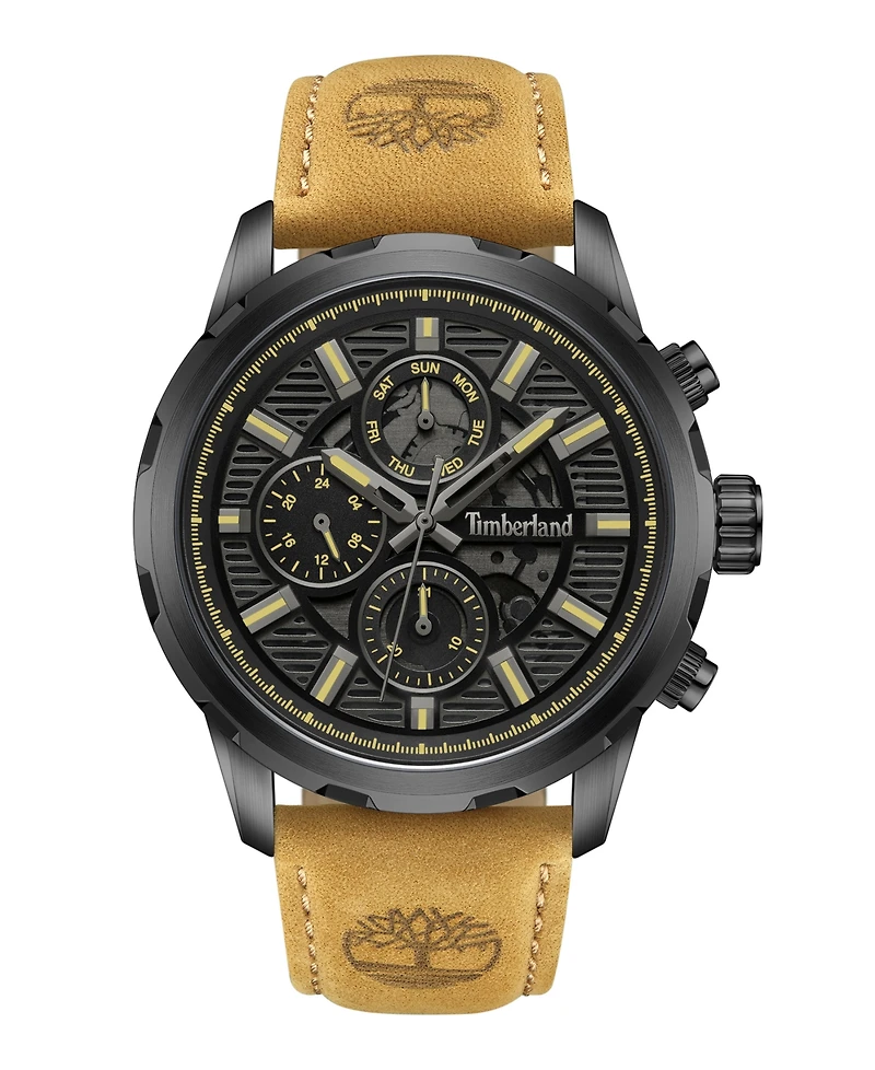 Timberland Men's Dress Sport Tan Genuine Leather Watch, 46mm