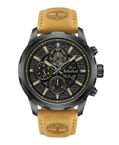 Timberland Men's Dress Sport Tan Genuine Leather Watch, 46mm