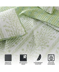 Linery & Co. Floral Striped Microfiber Quilt Set With Shams