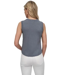 Dkny Jeans Women's Cotton Boucle Sleeveless Sweater