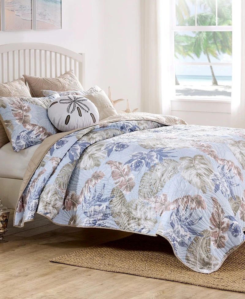 Greenland Home Fashions Tropics Coastal Palm 2 Piece Quilt Set, Twin/Twin Xl