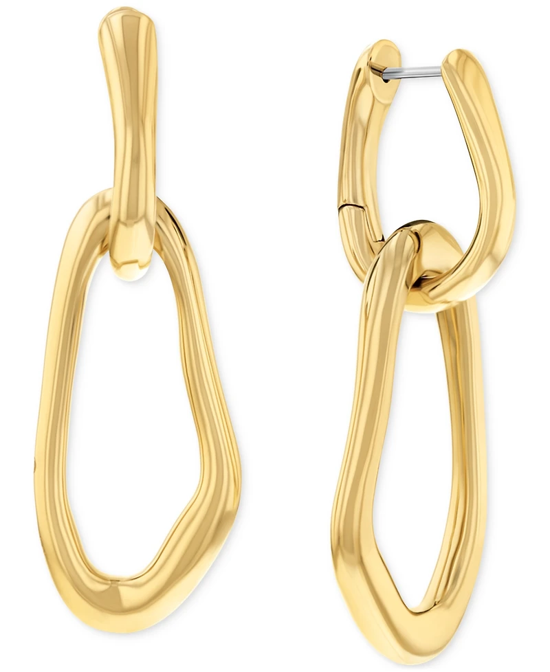 Calvin Klein Gold-Tone Stainless Steel Statement Link Charm Hoop Earrings