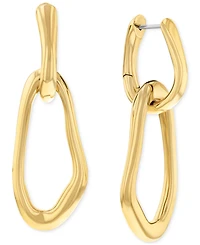 Calvin Klein Gold-Tone Stainless Steel Statement Link Charm Hoop Earrings