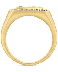 Effy Men's Ruby (5/8 ct. t.w.) Diamond (3/8 ct. t.w.) Baguette Halo Ring in 14k Gold