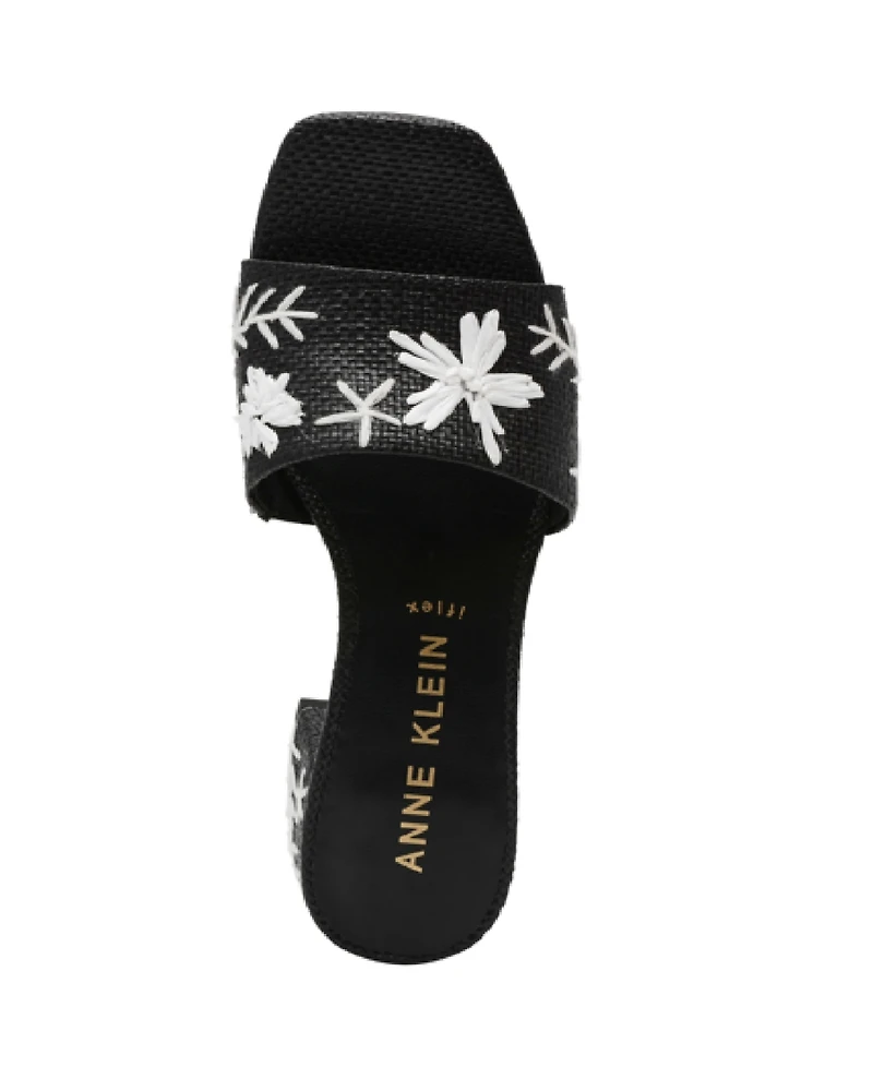 Anne Klein Women's Dolls Embroidered Raffia Block Heel Sandals