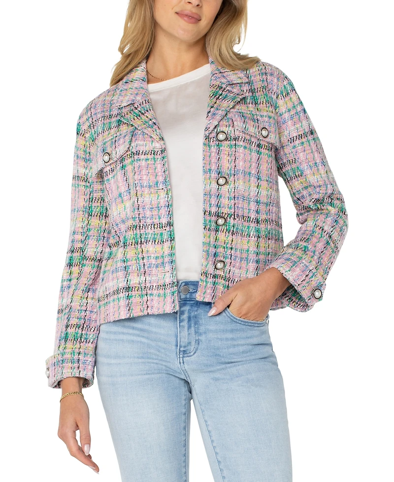 Liverpool Los Angeles Women's Button Front Boxy Plaid Shacket