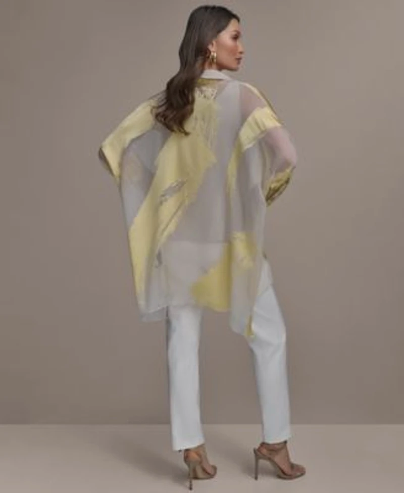 Donna Karan New York Womens Brushstroke Burnout Tunic Slim Leg Pants