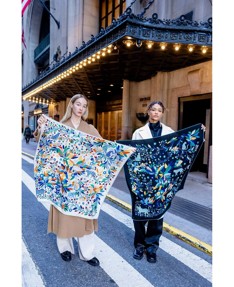 Jessie Zhao New York Double Sided Wool Silk Scarf Of Day Jungle Reverie